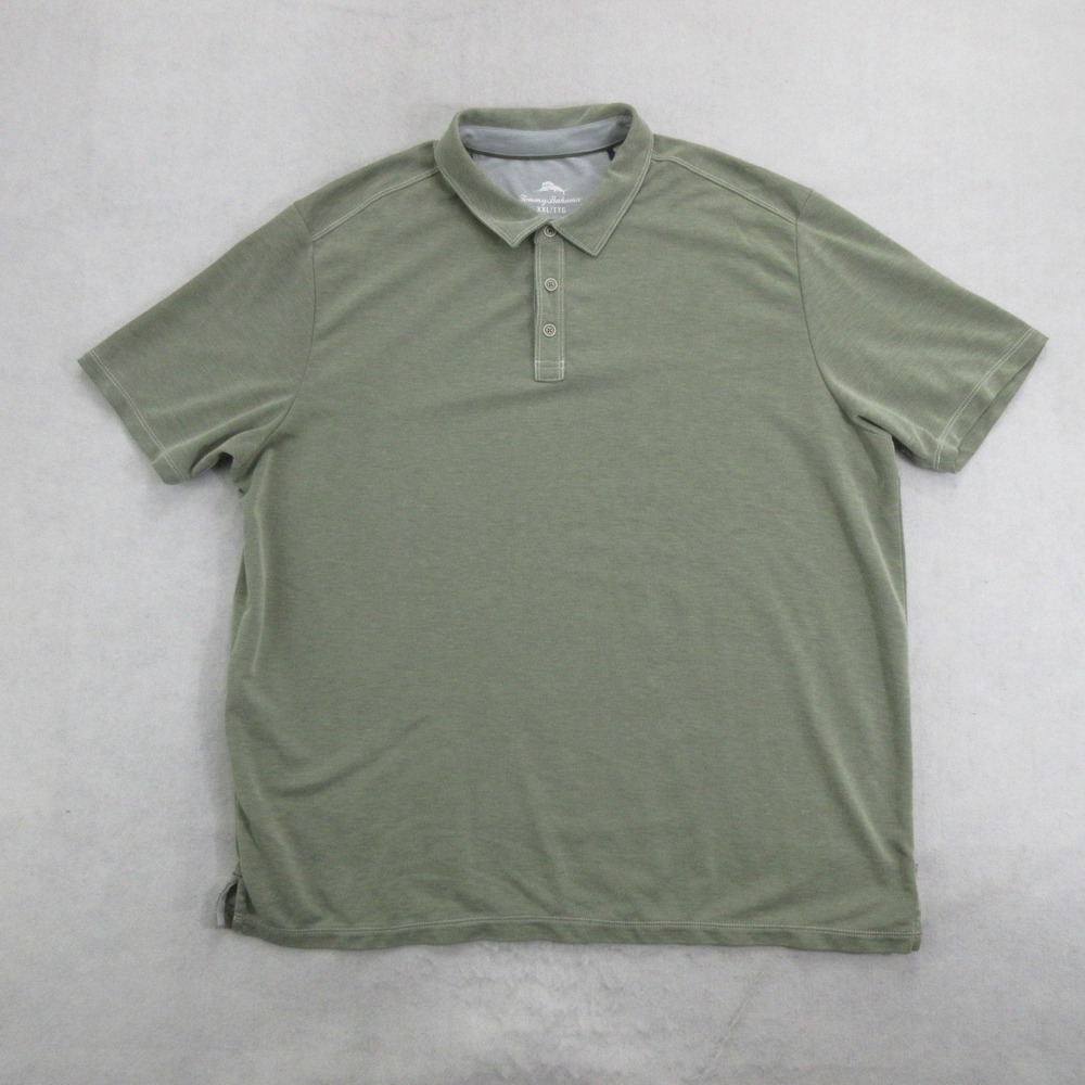 Tommy Bahama Mens XXL Green Short Sleeve Polo Shirt Tencel Blend